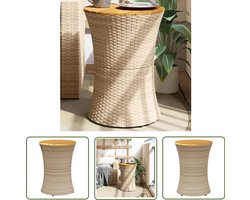 vidaXL Bistrotafel - Tuinbijzettafel - Tuinbijzettafel trommelvormig poly rattan en massief hout beige - Outdoor Tafel - Patio Set - Lounge Set