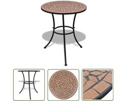 vidaXL Bistrotafel - Tuinmeubilair - Bistrotafel 60 cm mozaïek terracottakleurig - Mozaiekt - Terrasdecoratie - Buitentafel