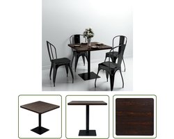 vidaXL Bistrotafeltje - Bistrottafel - Bistrotafel vierkant 80x80x75 cm MDF en staal donker essenkleur - Eettafel Klein - Ronde Eettafel - Industriële Eettafel