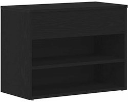 vidaXL Black Oak Storage Bench With Drawers Modern Indoor Furniture For Entrance Plenty Of Space For Shoes And Supplies Wood Multifunctional Solutions Compact Drawer