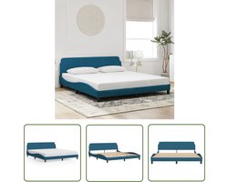 vidaXL Blauwe Bedbank - Luxe Bed Frame - Bedframe met hoofdeinde Dover fluweel blauw 180x200 cm - Velvet Bed - Tweepersoons Bed - King Size Bed