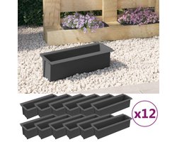 vidaXL - Bloembakken - voor - europallets - 12 - st - 36x13,5x9,5 - cm - PP - grijs
