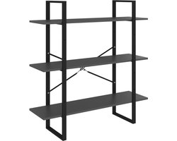 vidaXL - Boekenkast - 100x30x105 - cm - bewerkt - hout - grijs