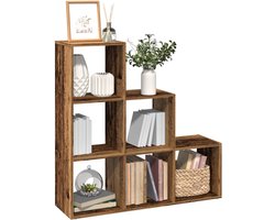vidaXL Boekenkast - 3-laags - 99x29x99 cm - Oud houtkleur Boekenkast - Boekenkasten - Boeken Plank - Schappenkast