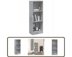 vidaXL Boekenkast 3 schappen - 40x24x109 cm - Betongrijs Boekenkast - Houten Boekenkast - Grijze Boekenkast - Betonnen Boekenkast - Boekenplank
