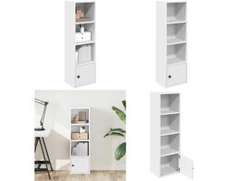 vidaXL Boekenkast 31x24x102 cm bewerkt hout wit - Boekenkast - Boekenkasten - Boekenplank - Opbergkast