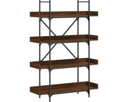 vidaXL - Boekenkast - 4-laags - 100x33x145,5 - cm - bewerkt - hout - bruineikenkleur