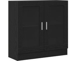 vidaXL - Boekenkast - 4-laags - 82,5 - x - 30,5 - x - 80 - cm - Bewerkt - hout - Zwart - Eiken