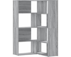 vidaXL - Boekenkast - 4-laags - hoek - 85x85x140 - cm - bewerkt - hout - grijs - sonoma