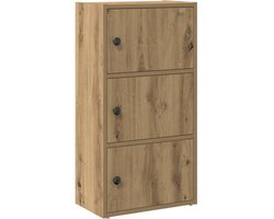 vidaXL - Boekenkast - 40x24x77 - cm - bewerkt - hout - artisanaal - eikenkleurig