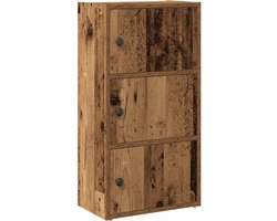 vidaXL - Boekenkast - 40x24x77 - cm - bewerkt - hout - oud - houtkleurig