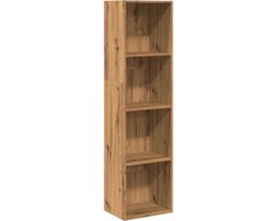 vidaXL - Boekenkast - 40x30x152 - cm - bewerkt - hout - artisanaal - eikenkleurig