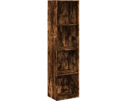 vidaXL - Boekenkast - 40x30x152 - cm - bewerkt - hout - gerookt - eikenkleurig