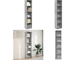vidaXL Boekenkast 40x30x189 cm bewerkt hout betongrijs - Boekenkast - Boekenkasten - Boeken Plank - Schappenkast