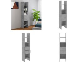 vidaXL Boekenkast 40x35x180 cm bewerkt hout betongrijs - Boekenkast - Boekenkasten - Boekenmeubel - Boekenmeubels