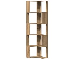 vidaXL - Boekenkast - 5-laags - hoek - 50x50x179 - cm - hout - artisanaal - eikenkleur