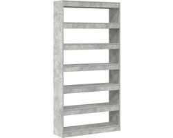 vidaXL - Boekenkast - 6-laags - 100 - x - 30 - x - 198 - cm - Bewerkt - hout - Beton - Grijs