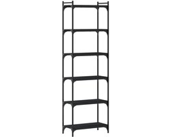 vidaXL - Boekenkast - 6-laags - 60x30x188 - cm - bewerkt - hout - zwart