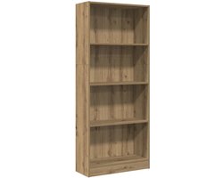 vidaXL - Boekenkast - 60x24x143 - cm - bewerkt - hout - artisanaal - eikenkleurig
