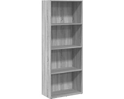 vidaXL - Boekenkast - 60x30x152 - cm - bewerkt - hout - grijs - sonoma - eikenkleurig