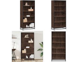 vidaXL Boekenkast 80,5x35x170,5 cm bewerkt hout bruin eikenkleurig - Boekenkast - Boekenkasten - Boeken Plank - Schappenkast