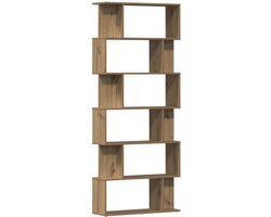 vidaXL - Boekenkast - 80x24x192 - cm - bewerkt - hout - artisanaal - eikenkleur