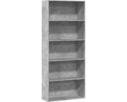 vidaXL - Boekenkast - 80x30x189 - cm - bewerkt - hout - betongrijs