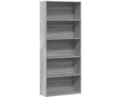 vidaXL - Boekenkast - 80x30x189 - cm - bewerkt - hout - grijs - sonoma - eikenkleurig