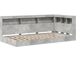 vidaXL - Boekenkast - Bed - met - opslag - Beton - Grijs - 75 - x - 190 - cm - Bewerkt - hout