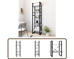 vidaXL Boekenkast betongrijs 60x30x175 cm Boekenkast - Houten Boekenkast - Grijze Boekenkast - Industrieel Meubilair - Moderne Boekenkast