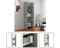 vidaXL Boekenkast - Betonnen Look - Boekenkast 60x35x180 cm bewerkt hout betongrijs - Opbergkast - Woonkamer Meubilair - Modern Design