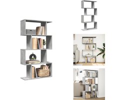 vidaXL Boekenkast - Boekenkasten - Boeken Plank - Schappenkast - Kamerscherm / boekenkast 4-laags 70x24x129 cm hout betongrijs