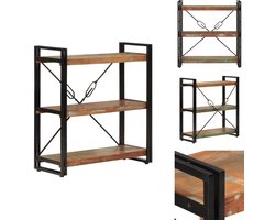 vidaXL Boekenkast - Boekenkasten - Opbergkast - Boekenrek - Boekenkast 3-laags 77x30x80 cm massief recycled hout en ijzer