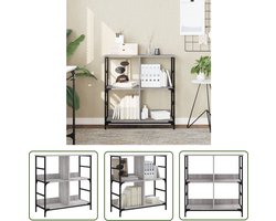 vidaXL Boekenkast - Boekenplank - Boekenrek 78,5x33x82 cm bewerkt hout grijs sonoma eikenkleur - Industrieel Interieur - Houten Kast - Grijze Kast
