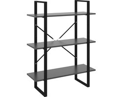 vidaXL Boekenkast Grijs 80x30x105 cm Hout & Metaal Boekenkast - Houten Boekenkast - Grijze Boekenkast - Boekenplank - Bergruimte