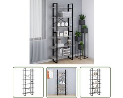vidaXL Boekenkast - Hoge Kast - Hoge kast 100x30x210 cm bewerkt hout grijs sonoma eikenkleurig - Grijze Kast - Houten Kast - Opbergkast
