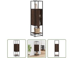 vidaXL Boekenkast - Hoge Kast - Hoge kast 35,5x35x139 cm bewerkt hout en metaal bruin eiken - Opslagoplossing - Houten Kast - Metalen Kast