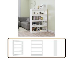vidaXL Boekenkast - Kamerscherm - Hoogglans Wit - 100x30x135cm Boekenkast - Bibliotheek - Opslagmeubilair - Kamerdivider - Witte Boekenkast