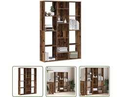 vidaXL Boekenkast - Kamerscherm - Kamerscherm/boekenkast 100x24x140 cm bewerkt hout oud hout - Wanddecoratie - Opslagoplossing - Houten Meubilair