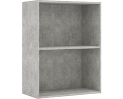 vidaXL - Boekenkast - met - 2 - schappen - 60x30x76,5 - cm - bewerkt - hout - betongrijs