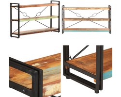 vidaXL Boekenkast met 3 schappen 140x30x80 cm massief gerecycled hout - Boekenkast - Boekenkasten - Boekenplank - Boekenplanken