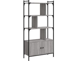 vidaXL - Boekenkast - met - deuren - 76,5x30x154,5 - cm - hout - grijs - sonoma - eiken