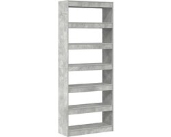 vidaXL - Boekenkast - met - plank - Beton - Grijs - 80 - x - 30 - x - 198 - cm - Bewerkt - hout