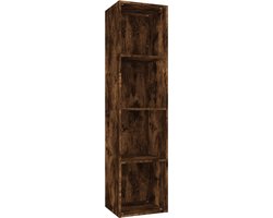 vidaXL - Boekenkast - / - tv-meubel - 36x30x143 - cm - bewerkt - hout - gerookt - eiken