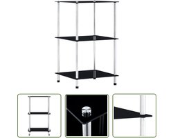 vidaXL Boekenkast - Vitrinekast - Kastje 3-laags 40x40x67 cm gehard glas zwart - Displaykast - Glazen Kast - Zwarte Kast