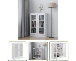 vidaXL Boekenkast - Vitrinekast - Vitrinekast 82,5x30,5x115 cm bewerkt hout wit - Opslagmeubel - Houten Kast - Witte Kast
