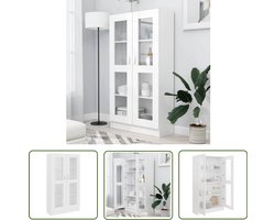vidaXL Boekenkast - Vitrinekast - Vitrinekast 82,5x30,5x150 cm bewerkt hout wit - Opslagruimte - Houten Kast - Witte Kast