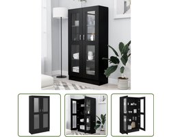 vidaXL Boekenkast - Vitrinekast - Vitrinekast 82,5x30,5x150 cm bewerkt hout zwart - Houten Kast - Zwarte Kast - Opslagruimte