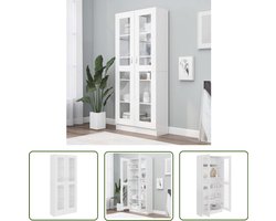 vidaXL Boekenkast - Vitrinekast - Vitrinekast 82,5x30,5x185,5 cm bewerkt hout wit - Houten Kast - Witte Kast - Opslagruimte