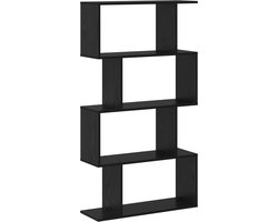 vidaXL - Boekenkast - Zwart - Eiken - 70 - x - 24 - x - 129 - cm - Bewerkt - hout